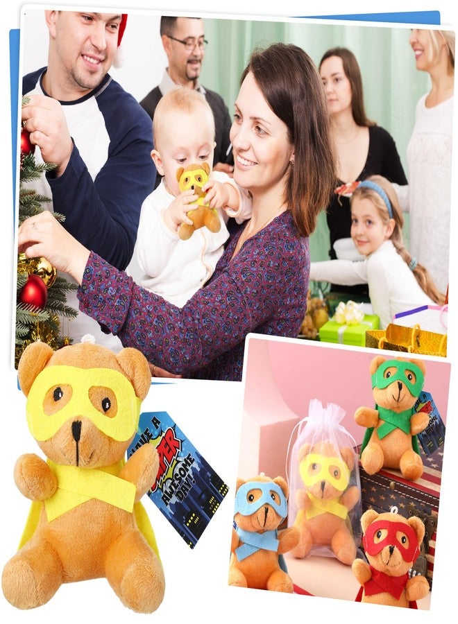 Silipull Hero Party Favors Hero Stuffed Animal Bears with Tie Dye Card Back to School Gifts for Student Small Toys 4" Plush Bears Eye Mask Cape for End of Year Party Favor Gift Box Stuffers(18 Pcs) - Image 4